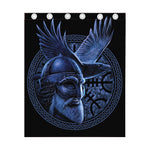 Blue Viking God Odin And Crow Print Curtain