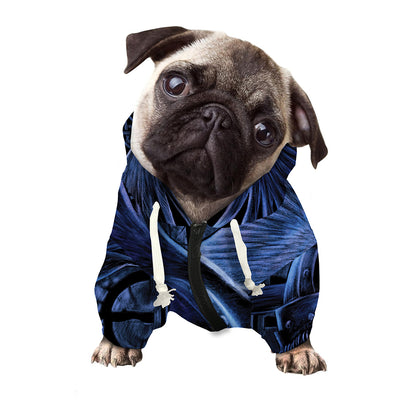 Blue Viking God Odin And Crow Print Dog Zip Up Hoodie