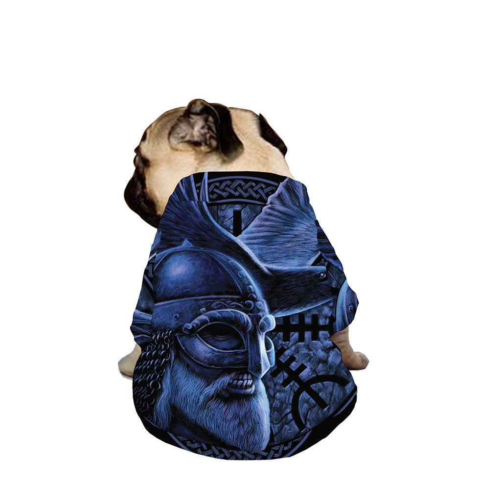 Blue Viking God Odin And Crow Print Dog Zip Up Jacket