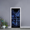 Blue Viking God Odin And Crow Print Door Sticker