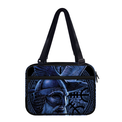 Blue Viking God Odin And Crow Print Double Strap Bible Bag