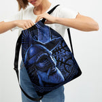 Blue Viking God Odin And Crow Print Drawstring Backpack
