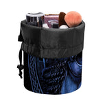 Blue Viking God Odin And Crow Print Drawstring Makeup Bag