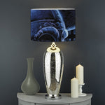 Blue Viking God Odin And Crow Print Drum Lamp Shade