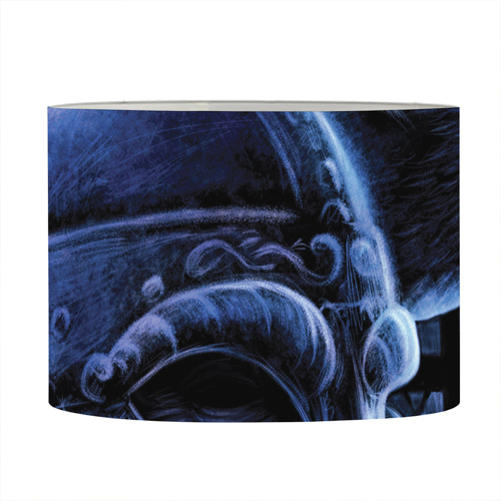 Blue Viking God Odin And Crow Print Drum Lamp Shade