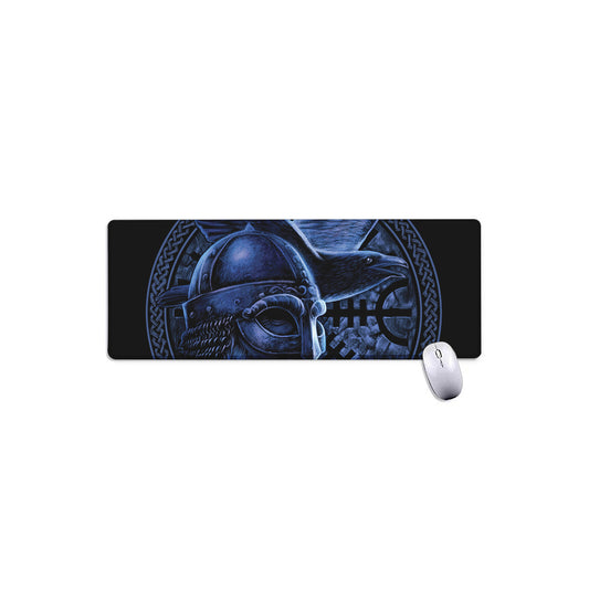 Blue Viking God Odin And Crow Print Extended Mouse Pad