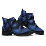Blue Viking God Odin And Crow Print Flat Ankle Boots