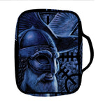 Blue Viking God Odin And Crow Print Front Pocket Bible Bag