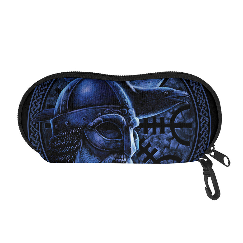 Blue Viking God Odin And Crow Print Glasses Case