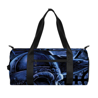 Blue Viking God Odin And Crow Print Gym Bag