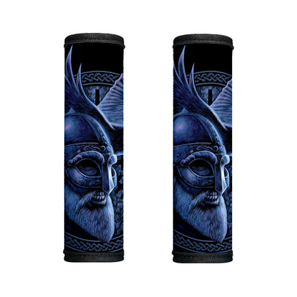 Blue Viking God Odin And Crow Print Handle Covers