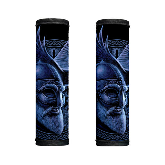 Blue Viking God Odin And Crow Print Handle Covers