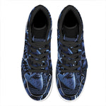 Blue Viking God Odin And Crow Print High Top Leather Sneakers