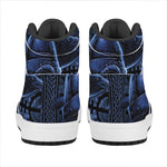 Blue Viking God Odin And Crow Print High Top Leather Sneakers
