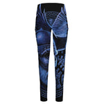 Blue Viking God Odin And Crow Print High-Waisted Pocket Leggings