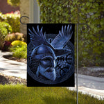 Blue Viking God Odin And Crow Print House Flag