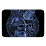 Blue Viking God Odin And Crow Print Indoor Door Mat