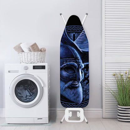 Blue Viking God Odin And Crow Print Ironing Board Cover