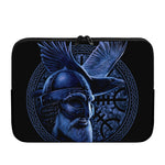 Blue Viking God Odin And Crow Print Laptop Sleeve
