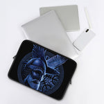 Blue Viking God Odin And Crow Print Laptop Sleeve