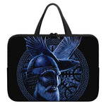 Blue Viking God Odin And Crow Print Laptop Sleeve With Handle