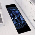 Blue Viking God Odin And Crow Print Long Kitchen Mat