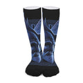 Blue Viking God Odin And Crow Print Long Socks