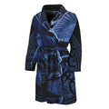Blue Viking God Odin And Crow Print Men's Bathrobe