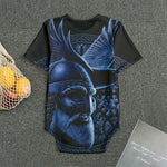 Blue Viking God Odin And Crow Print Men's Bodysuit