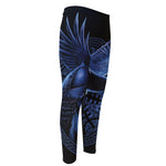 Blue Viking God Odin And Crow Print Men's Compression Pants