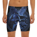 Blue Viking God Odin And Crow Print Men's Long Boxer Briefs