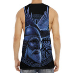 Blue Viking God Odin And Crow Print Men's Muscle Tank Top