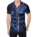 Blue Viking God Odin And Crow Print Men's Shirt
