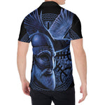 Blue Viking God Odin And Crow Print Men's Shirt