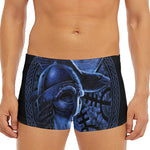 Blue Viking God Odin And Crow Print Men's Short Boxer Briefs