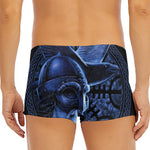 Blue Viking God Odin And Crow Print Men's Short Boxer Briefs