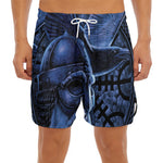Blue Viking God Odin And Crow Print Men's Split Running Shorts