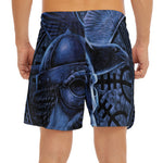 Blue Viking God Odin And Crow Print Men's Split Running Shorts