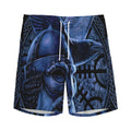 Blue Viking God Odin And Crow Print Men's Athletic Shorts