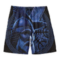 Blue Viking God Odin And Crow Print Men's Swim Trunks