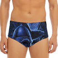 Blue Viking God Odin And Crow Print Men's Triangle Swim Briefs