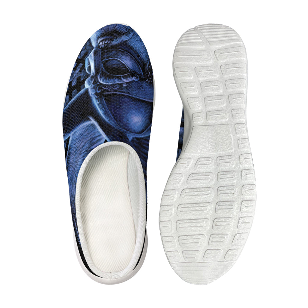 Blue Viking God Odin And Crow Print Mesh Casual Shoes