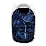 Blue Viking God Odin And Crow Print Mesh Laundry Hamper