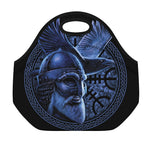 Blue Viking God Odin And Crow Print Neoprene Lunch Bag