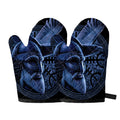 Blue Viking God Odin And Crow Print Oven Mitts