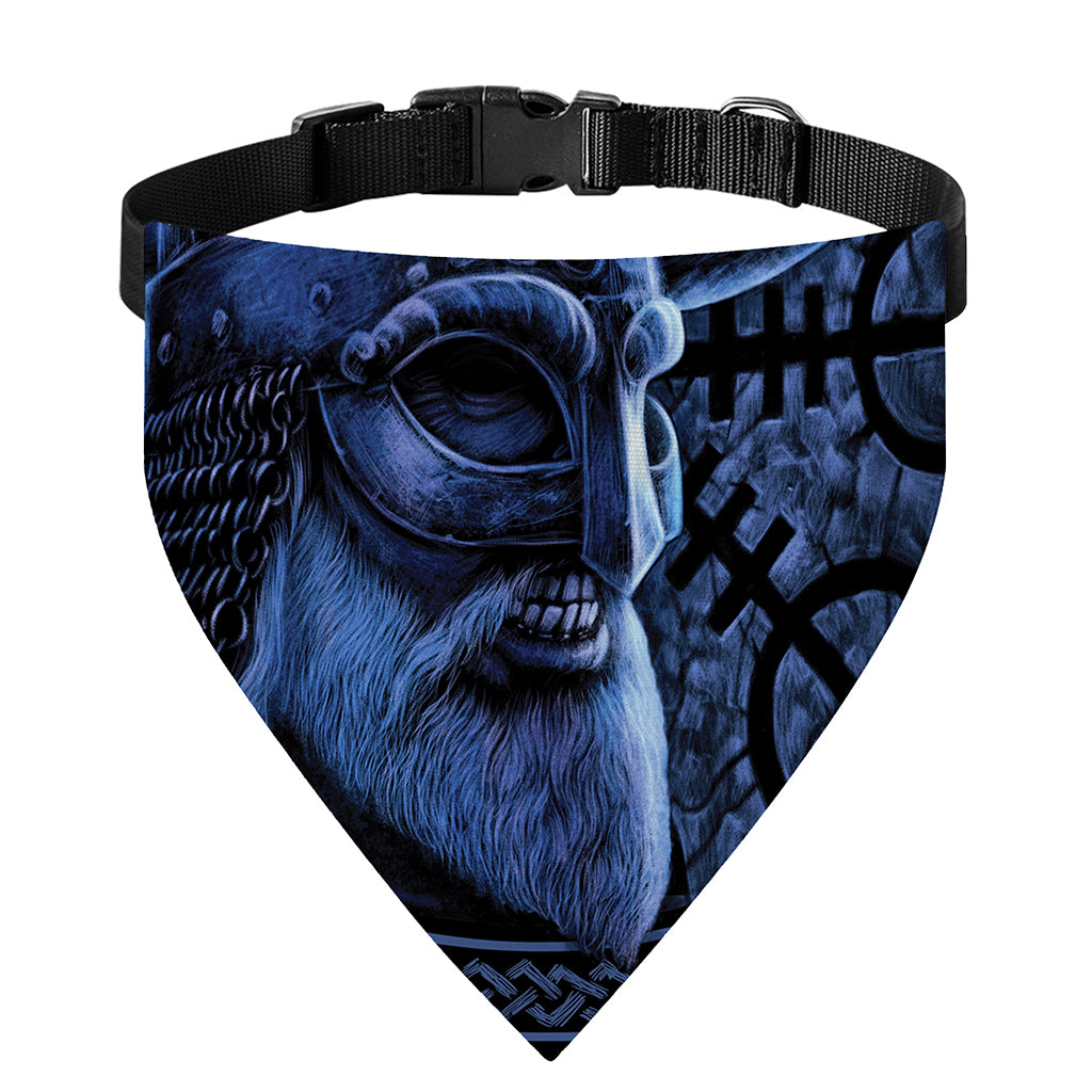 Blue Viking God Odin And Crow Print Over The Collar Dog Bandana