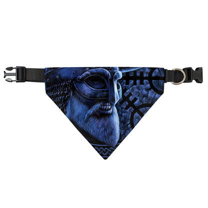 Blue Viking God Odin And Crow Print Over The Collar Dog Bandana