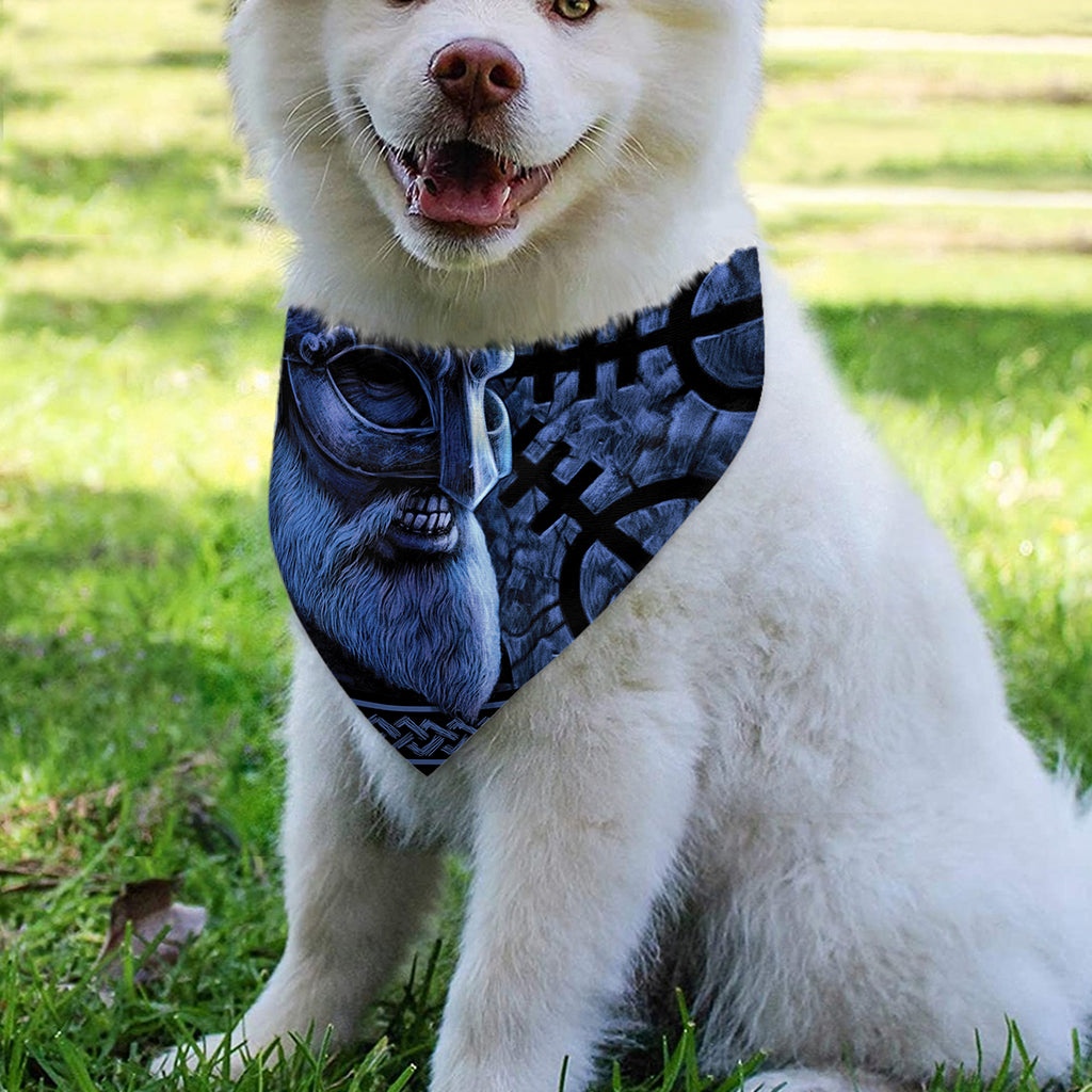 Blue Viking God Odin And Crow Print Over The Collar Dog Bandana
