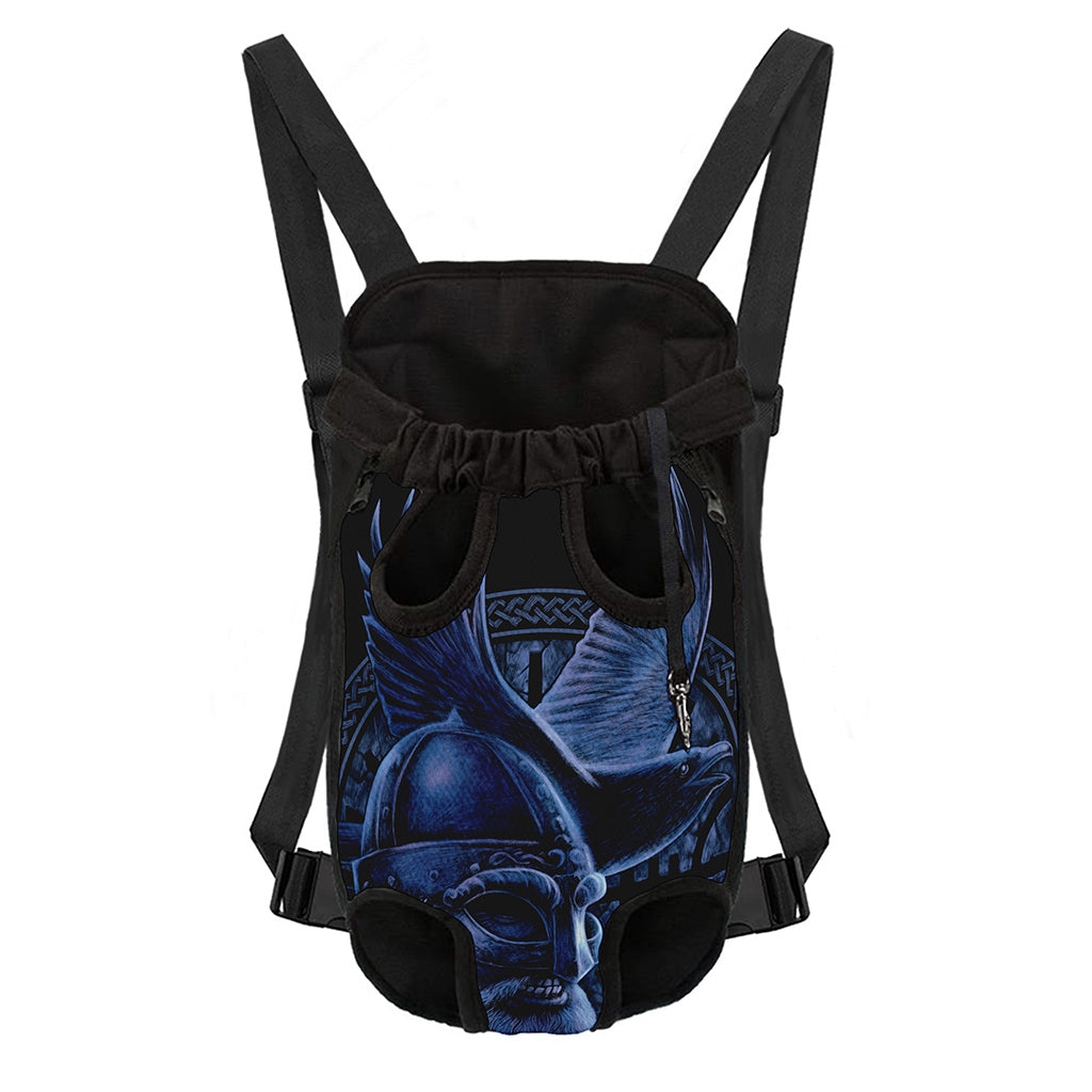 Blue Viking God Odin And Crow Print Pet Carrier Backpack