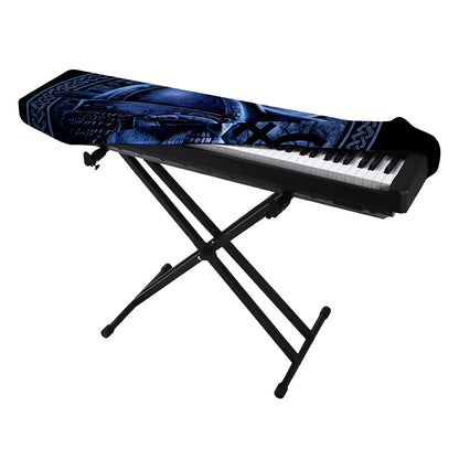 Blue Viking God Odin And Crow Print Piano Keyboard Cover